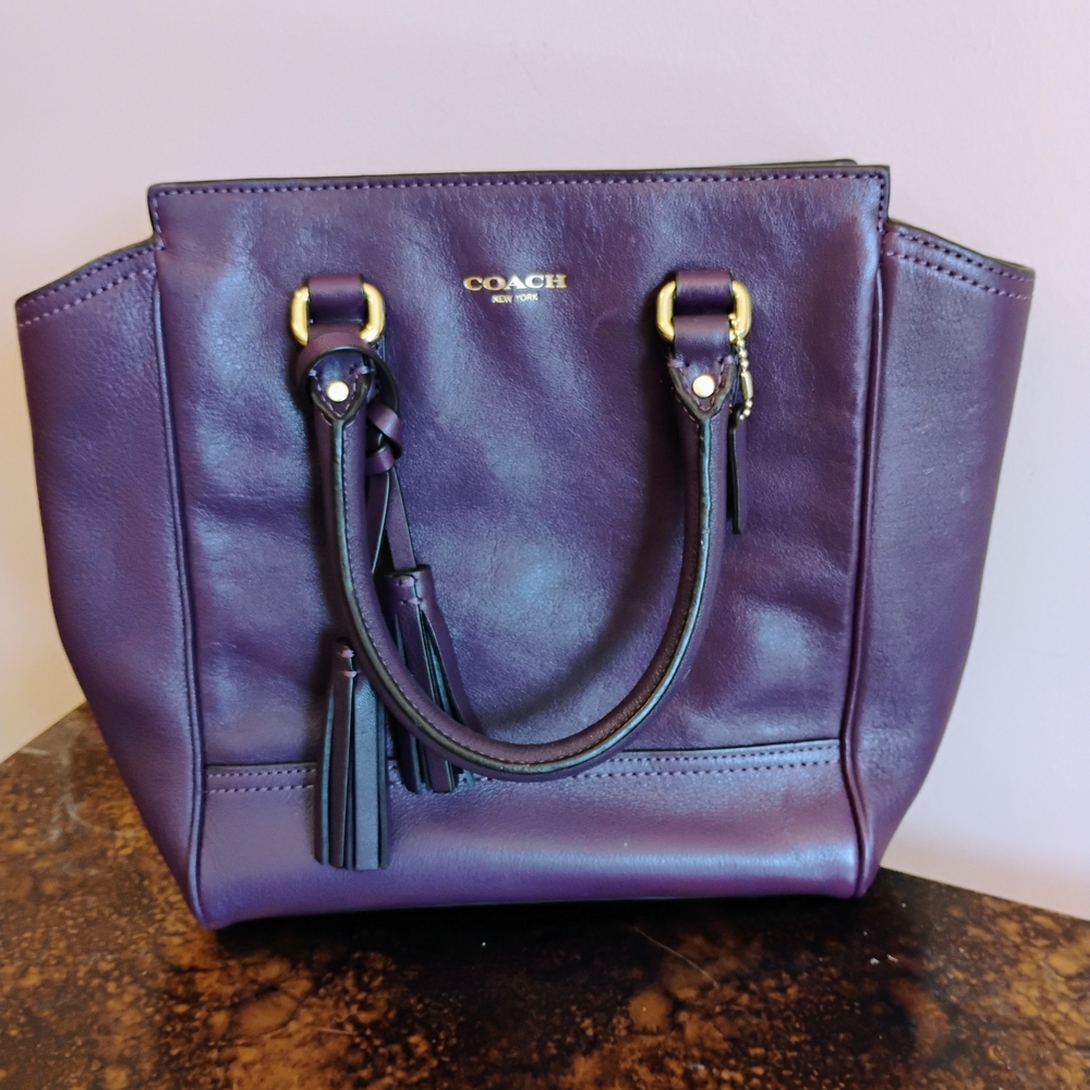 Coach Legacy Leather Mini Tanner Crossbody Satchel In Purple